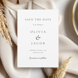 Modern White Elegant Wedding Save The Date
