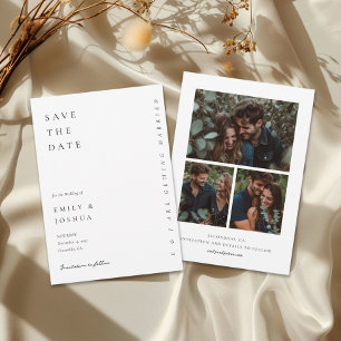 Modern White Elegant Wedding with Photo Save The Date