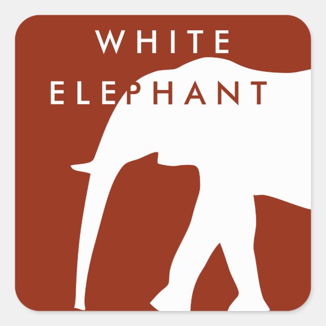Modern White Elephant | Holiday Square Sticker (Front)