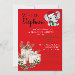 Modern White Elephant Kids Christmas party Invitation
