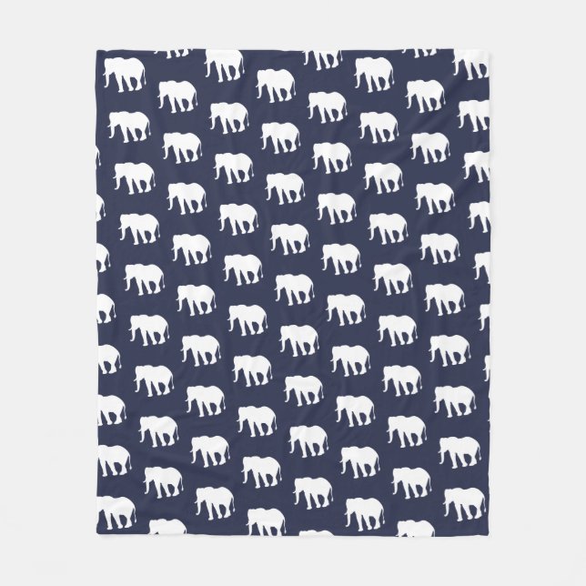 Modern White Elephant Pattern | Personalised Fleece Blanket (Front)