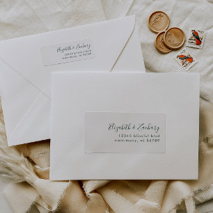 Modern White Emerald Green Script Return Address