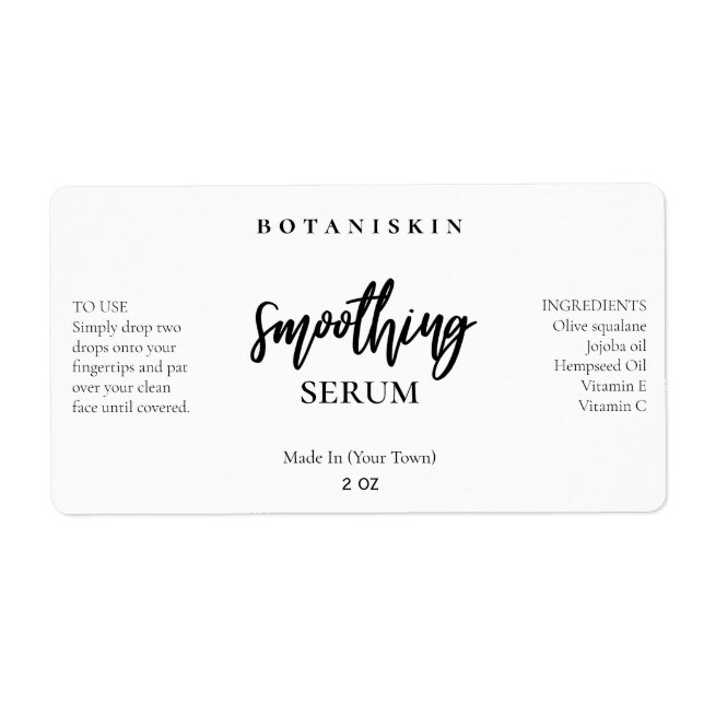 Modern White Face Serum Labels (Front)
