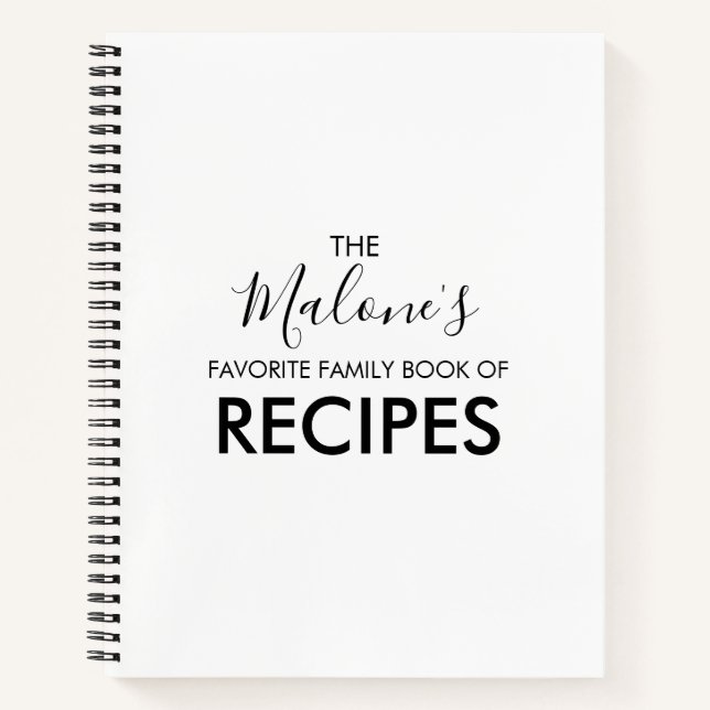 Modern White Family Recipe Book (Front)