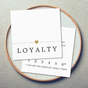 Modern White Faux Gold Heart Lines Beauty Loyalty Card