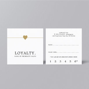 Modern White Faux Gold Heart Lines Beauty Loyalty Card