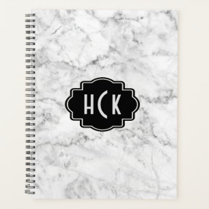Modern White Faux Marble Planner