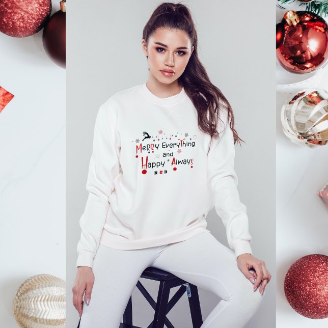 Modern White Festive Holiday Christmas Sweatshirt (Creator Uploaded)