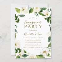 Modern White Floral Wreath Engagement Party