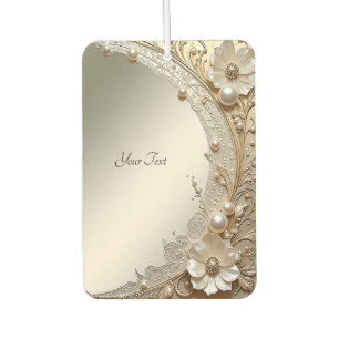Modern White Flowers Pearls Air Freshener