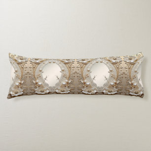 Modern White Flowers Pearls Body Pillow