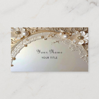 Modern White Flowers Pearls Business Card