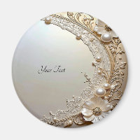 Modern White Flowers Pearls Magnet