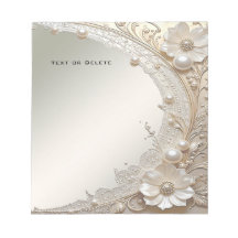 Modern White Flowers Pearls Notepad