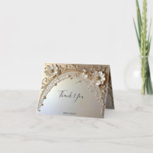 Modern White Flowers Pearls Thank You Card
