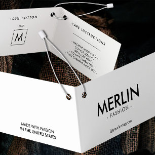 Modern White Folded Clothing Hang Tag