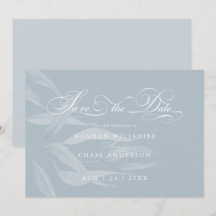 Modern White Foliage on Dusty Blue