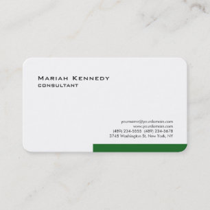 Modern White Forest Green Simple Plain Minimalist Business Card