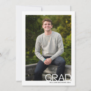 Modern White Frame Photo Graduation Party Invitation