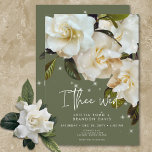 Modern White Gardenias on Sage Sparkle Wedding Invitation<br><div class="desc">Introducing our enchanting wedding invitation. Delicately crafted on an sage green backdrop, this invitation exudes modern elegance with a touch of whimsy. Adorned with shimmering stars and glittering accents, it captures the magic of a starlit garden soirée or an enchanted holiday ceremony. The pristine white gardenia petals add a dash...</div>