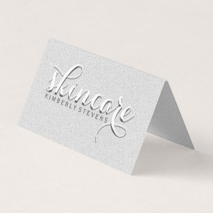 Modern White Glitter Business Card