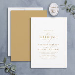 Modern White & Gold Calligraphy Wedding Invitation<br><div class="desc">Trendy, elegant and modern, this simple, minimalist gold and white typography wedding design features 'The Wedding Of' in modern calligraphy and Serif text as the main design feature, and is based on our bestselling bridal shower invite. The back of the card features a gold texture. Contact designer for matching products....</div>