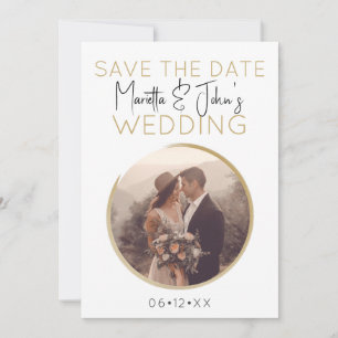   Modern White Gold Elegant Add Your Photo Wedding Invitation