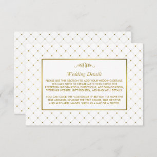 Modern White & Gold Foil Effect Wedding Details Enclosure Card