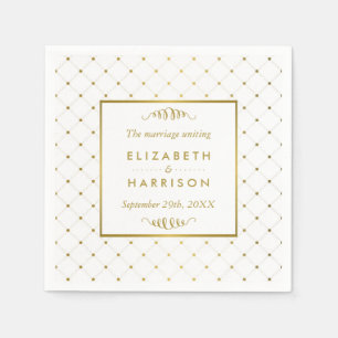 Modern White & Gold Foil Effect Wedding Napkin