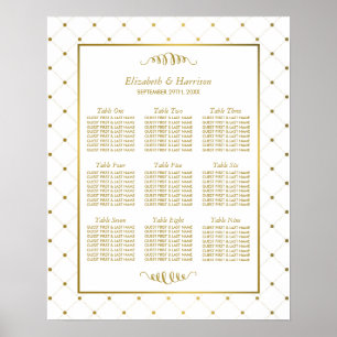 Modern White & Gold Foil Effect Wedding Table Plan Poster