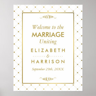 Modern White & Gold Foil Effect Wedding Welcome Poster