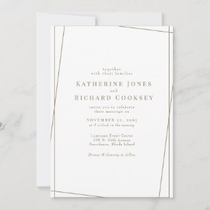 Modern White & Gold Geometric No Parents Wedding Invitation