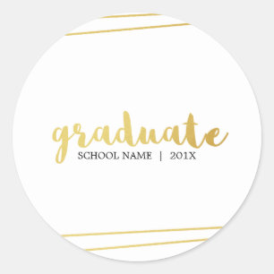Modern White & Gold Graduate Custom Stickers