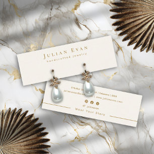 Modern White & Gold Jewellery Earring Display Mini Business Card