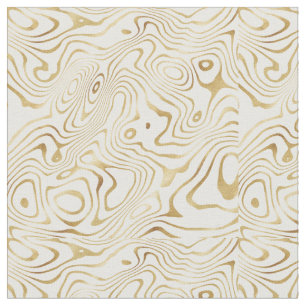 Modern White Gold Marble Abstract Fabric