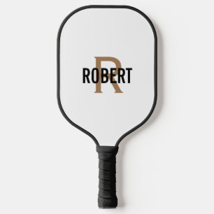 Modern white gold monogram name mens pickleball p pickleball paddle