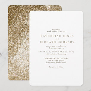 Modern White & Gold Rounded Glam Wedding Invitation