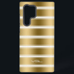 Modern White & Gold Stripes Pattern Samsung Galaxy Case<br><div class="desc">Elegant gold stripes with 3 tin white stripes,  seamless geometric pattern.</div>