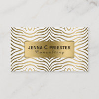 Modern White & Gold Zebra Stripes Pattern