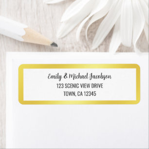 Modern White Golden Gradient Frame Return Address 