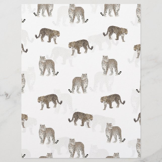 Modern White Golden Leopard Jungle Animals Custom Letterhead (Front)
