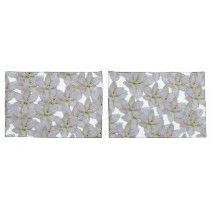 Modern White Golden-rayed lily Flower Pattern Pillowcase