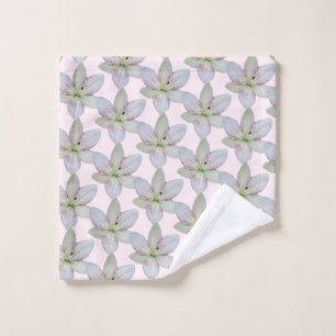 Modern White Golden-rayed lily Flower Pattern   Wash Cloth