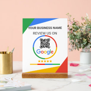 Modern White Google Review QR Code Acrylic Sign