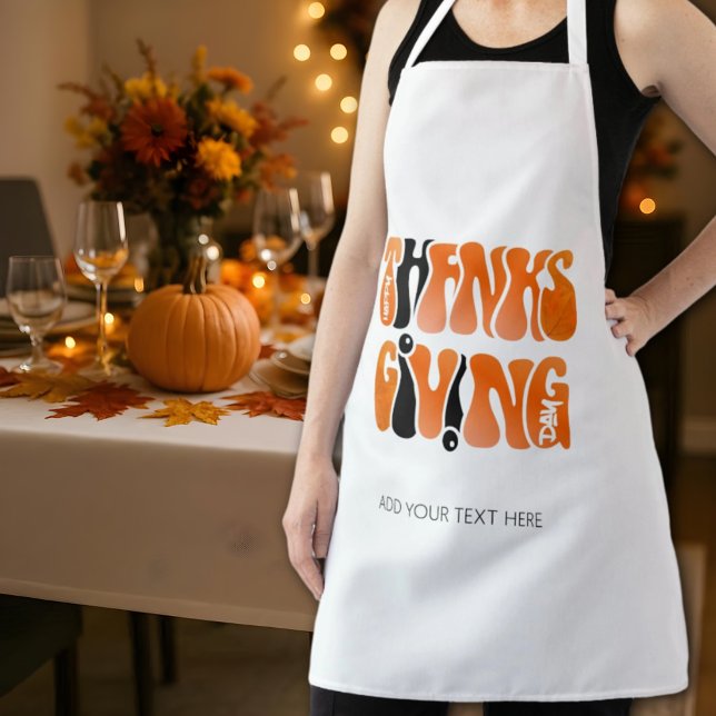 Modern White Graffiti Thanksgiving Autumn Fall  Apron (Creator Uploaded)