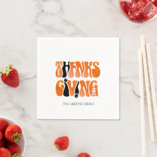 Modern White Graffiti Thanksgiving Autumn Fall Napkin