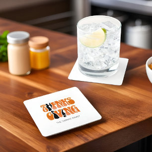 Modern White Graffiti Thanksgiving Autumn Fall  Square Paper Coaster