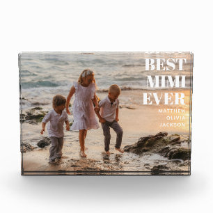 Modern White Grandkids Names Simple Best Mimi Ever Photo Block