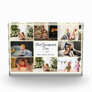 Modern White Grandparent Anniversary Photo Gift Block
