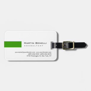 Modern White Green Simple Consultant Luggage Tag